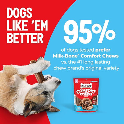 Milk-Bone Comfort Chews, Dog Treats with Unique Chewy Texture and Real Beef, 3 Chews (Pack of 5)