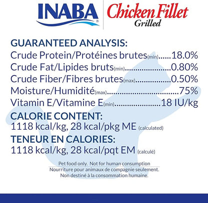 INABA Premium Grilled Chicken Fillet Cat Treats with Vitamin E and Green Tea Extract, 0.9 Ounces Each, Pack of 10, Variety Box