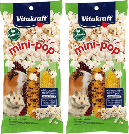 Vitakraft Mini Pops Treat for Small Animals - 100% Real Corn Cob - Supports Healthy Teeth - 6 oz (Pack of 2)