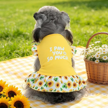 XPUDAC 4 Pack Cute Dog Dress for Small Dog, Floral Pet Clothes Sweet Girl Puppy Dress Colorful for Birthday Holiday Spring Summer Pet Outfits Skirt for Girls, XXS