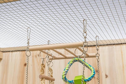 Trixie Small Animal Suspension Bridge, Hanging Cage Accessory with Hammock and Climbing Toys - Ladder and Ring, Ideal for Rats, Ferrets, Guinea Pigs, Mice