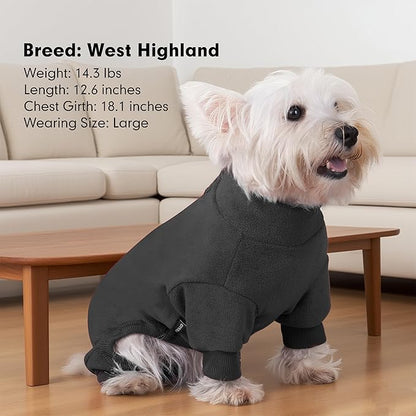 cyeollo XL Dog Pajamas, Fleece Dog Pjs Thermal Doggie Onesie Soft Stretchy Doggie Sweater Pet Jammies Clothes for Medium to Large Dogs Female & Male, Dark Grey XL