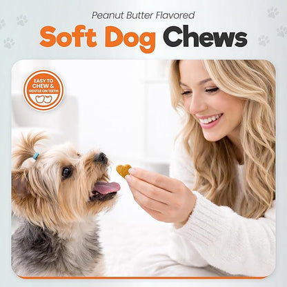 Dog Multivitamin Soft Chews for Longevity & Vitality, Dog Treats with Probiotics, CoQ10, & Omega 3 to Support Skin, Coat, Gut, Heart & Immune Health for All Breeds & Sizes, Peanut Butter, 60 Chews