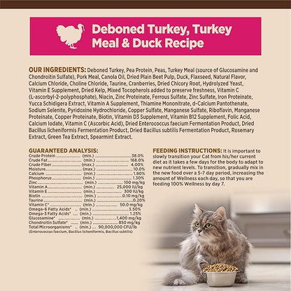 Wellness CORE Adult Dry Cat Food, Natural, Grain Free Kibble, Turkey, Turkey Meal and Duck Recipe, 5 lb Bag