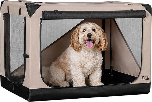 Pet Gear Insta-Fold Soft Crate for Dogs, 30", Sand Dune