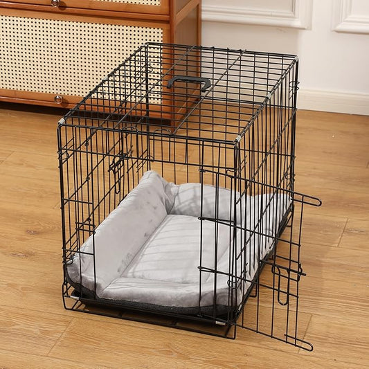 Dog Bed Plush Dog Crate Pad 24" x 18" Kennel Pad Machine Washable Entire Cat Crate Beds Double Sided Pet Cushion
