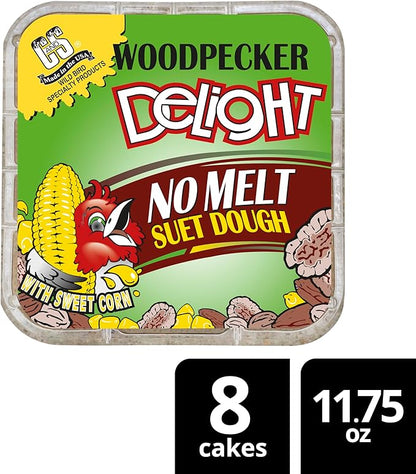 C&S Woodpecker Delight No Melt Suet Dough, Suet Cakes for Wild Birds Including Woodpeckers, Flickers and More, 11.75 Ounces, Pack of 8