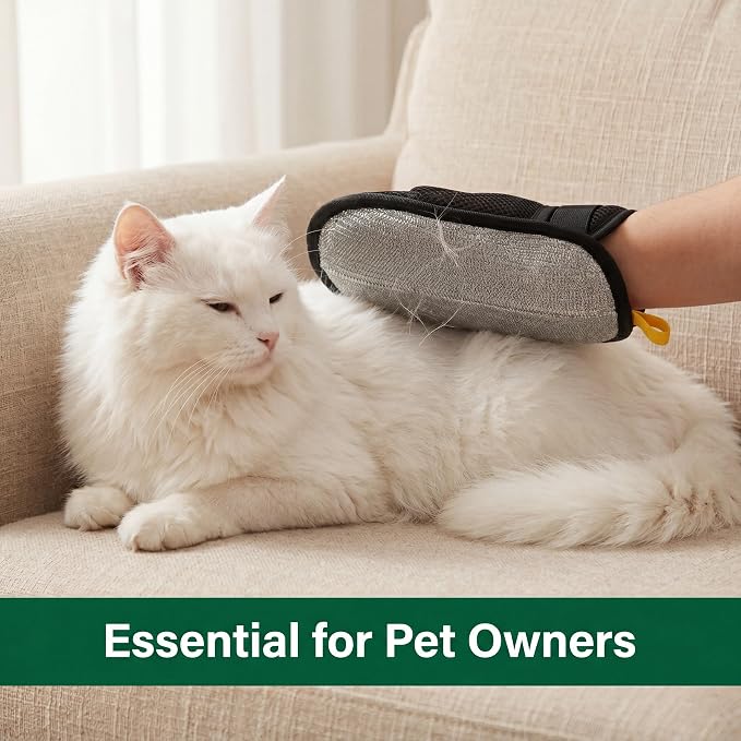 Pet Hair Remover Glove for Cats & Dogs Electrostatic Pet Hair Removal Mitt, Reusable & Washable Lint Brush for Furniture, Couch, Carpet, Clothing, Car Seats (Black)