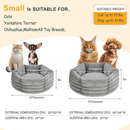 Small Dog Bed for Small Dogs, Cat Beds for Indoor Cats, Pet Bed for Puppy and Kitty, Extra Soft & Machine Washable with Anti-Slip & Water-Resistant Oxford Bottom, Grey, 24 inches