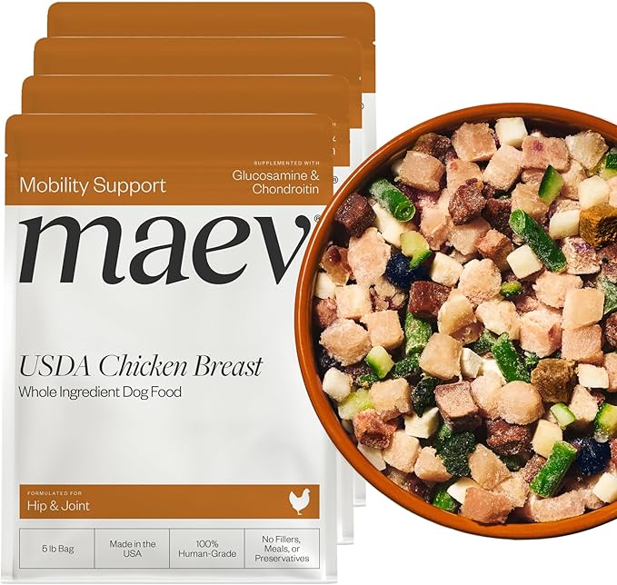 Maev Human-Grade Chicken Dog Food, Hip & Joint Formula, Whole Ingredient, Gluten-Free, High Protein Puppy & Dog Food, 20 lb