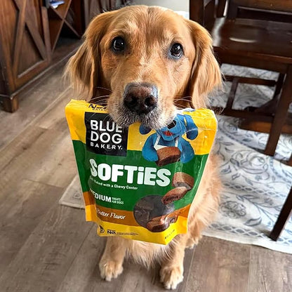 Blue Dog Bakery Softies, Soft & Chewy Peanut Butter Dog Treats, Medium Size, Healthy Treats, All Natural Ingredients,10 oz (Pack of 8)