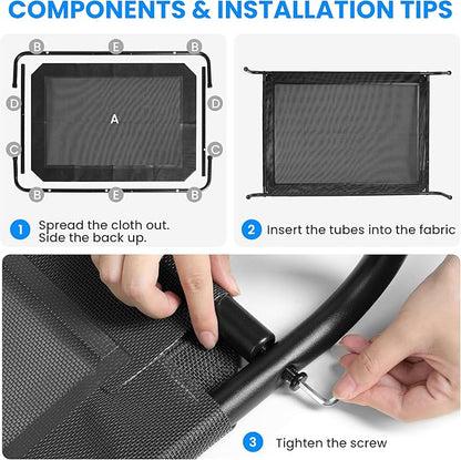 Simple Deluxe Cooling Elevated Dog Bed, Raised Portable Dog Cots Beds No-Slip Feet Durable Portable Indoor & Outdoor Pet Hammock Bed, 42x25.5x8 Inch, Black