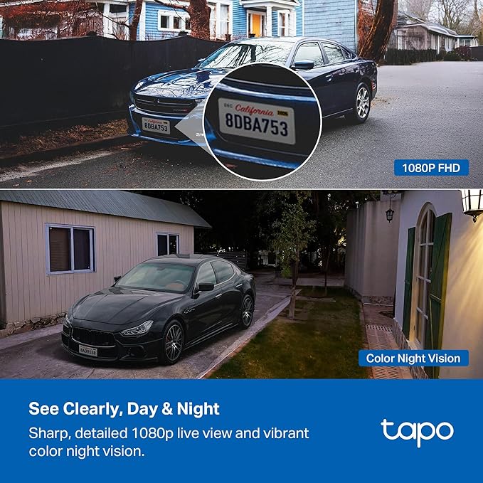 Tapo TP-Link C400 KIT Outdoor Battery Camera w/Solar Panel Base, Wireless, 1080P, Free Person/Vehicle Detection, SD/Cloud Storage, Color Night Vision, No Hub Needed, Works w/Alexa