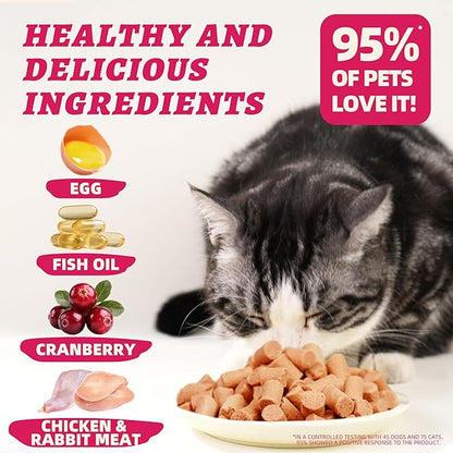 Wellix Rabbit & Cranberry Freeze Dried Raw Topper for Dogs & Cats - Freeze Dried Dog & Cat Treats for Indoor Cats - Hypoallergenic Protein, Cat UTI, Taurine for Dogs, Grain Free