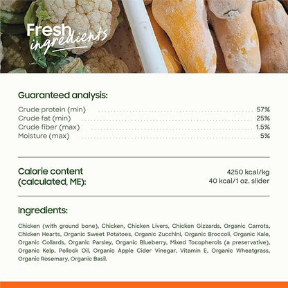 smallbatch Pets Freeze Dried Raw Dog Food, Chicken Recipe, 14 oz, Organic High Protein Dog Food, Grain Free, Made in the USA, Humanely Raised Meat, Single Protein, for Picky Eaters, Hydrate & Serve