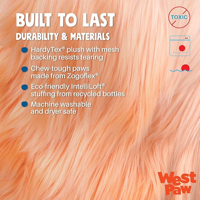 WEST PAW Rowdies Bjorn Durable Plush Dog Toy with Reinforced Seams Chew Resistant Design and Interactive Squeaker for Playtime Indoors or Outdoors Bundle for Dogs Who Deserve the Best - Melon