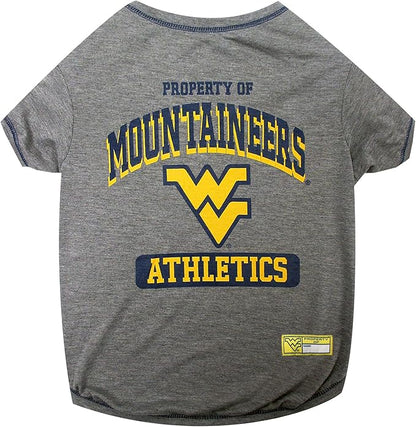 Pets First Collegiate WEST VIRGINIA MOUNTAINEERS Dog T-Shirt, Large. - Licensed Shirt for Pets Team Colored with Team Logos.- Premium Stretchable Materials for the Comfrot of your Dog & Cat.
