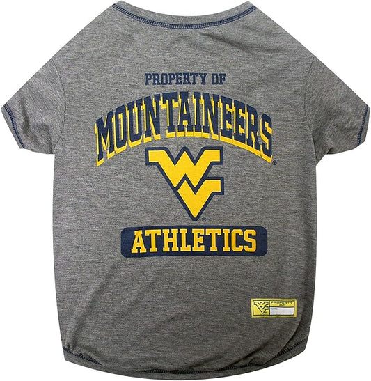 Pets First Collegiate WEST VIRGINIA MOUNTAINEERS Dog T-Shirt, Large. - Licensed Shirt for Pets Team Colored with Team Logos.- Premium Stretchable Materials for the Comfrot of your Dog & Cat.