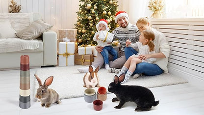 HIIMALEX 8-Pcs Bunny Toys Stacking Cups for Rabbit Foraging and Play Bunny Essential Toys Safe Plastic Accessories for Small Animals Rabbits