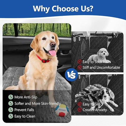 Thickened Dog Bed for Car Back Seat, Upgraded Bottom Non-Slip, Fits Hard Bottom car seat Cover for Dogs, Premium Dog Car Seat Cover