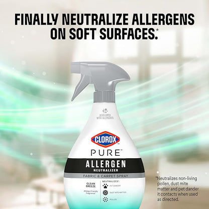 Clorox PURE Allergen Neutralizer Fabric and Carpet Spray, Clean Breeze, 26 Fluid Ounces (Pack of 2)