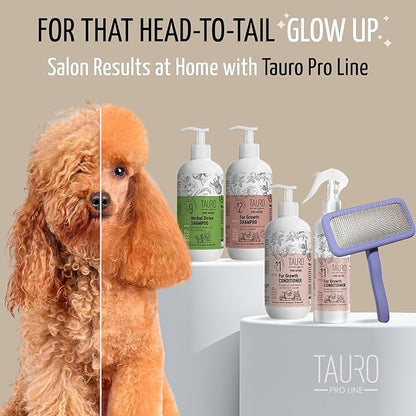 Tauro Pro Line Slicker Brush for Dogs & Cats, Deshedding, Dematting & Detangling Grooming Tool for Medium to Long Coats, Ideal for Retrievers & Maine Coons, Flexible Cushion, Purple, Large Size (L)