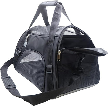 ZaneSun Cat Carrier,Soft-Sided Pet Travel Carrier for Cats,Dogs Puppy Comfort Portable Foldable Pet Bag Airline Approved (Medium-Black)