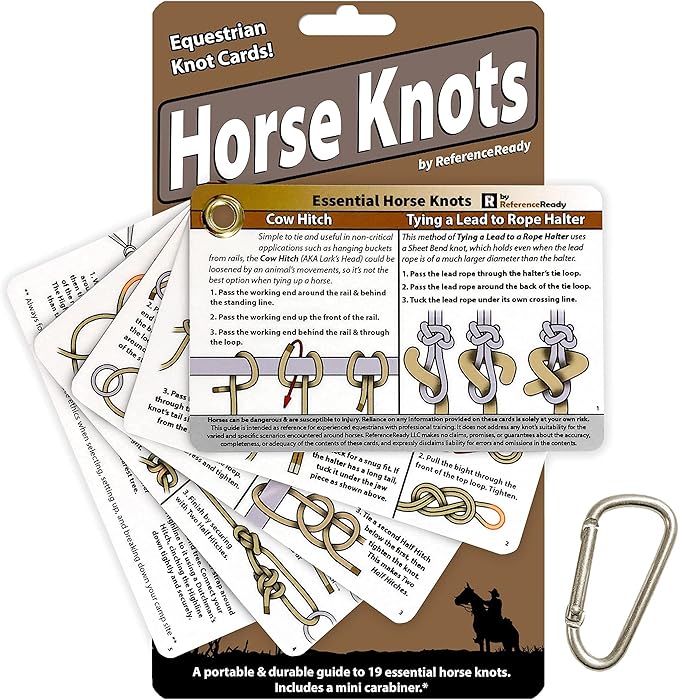 ReferenceReady Horse Knot Cards – Pocket Guide to 19 Pack and Trail Riding Knots - Horse Stuff for Girls and Boys