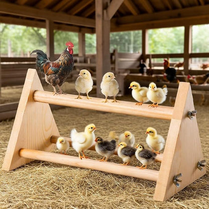 Chicken Perch for Coop -size13 L x 5.9" W x 6.5" H- Heavy Duty Poultry Roosting Bar with Natural Pine Wood-Durable Chicken Coop Accessories，Chick Perch Training Toys for Bird Baby Chicks Parrot