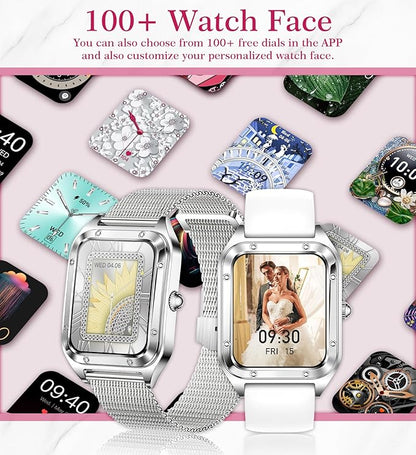 Smart Watch for Women(Call Answer/Dial), 1.6'' Touch Screen Smartwatch for Android iPhone Compatible, Waterproof Fitness Tracker with Heart Rate Sleep Monitor 100+ Sports Modes AI Voice, Silver