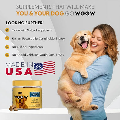 Probiotics Supplements for Dogs Soft Chews (90 CT) – Digestive Support + Gut Balance & Healthy Stool Support – Probiotics + Digestive Enzymes – Duck & Pumpkin Flavor – Made in USA