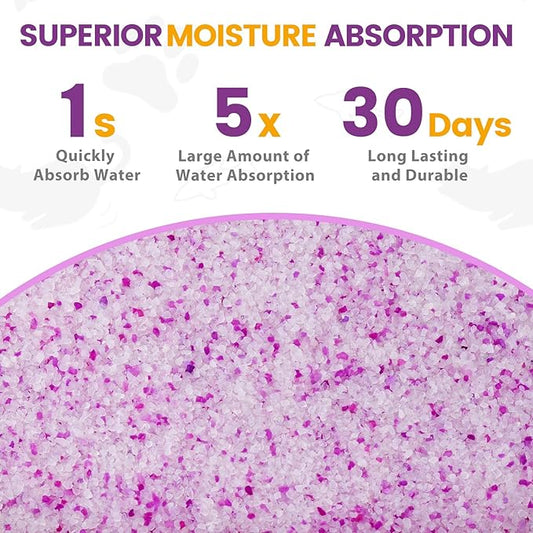 NEWORD Crystals Cat Litter Lightly Scented Litter Superior Odor Control 14 lbs Total (2 Pack of 7lb Bags) Soft-On-Paws Low Tracking Dust-Free Purple Silica Gel, Lavender