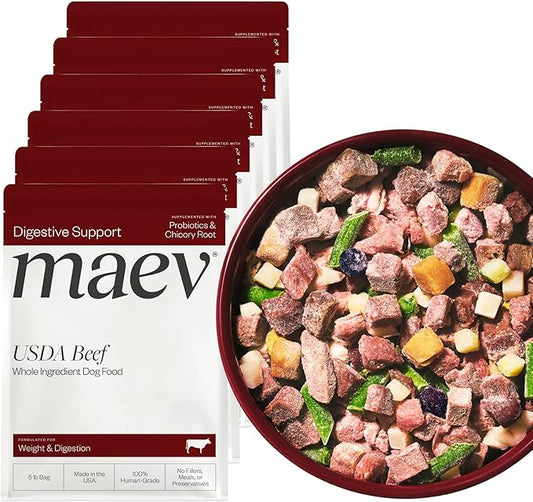 Maev Human-Grade Beef Dog Food, Weight & Digestion Formula, Whole Ingredient, Gluten-Free, High Protein Puppy & Dog Food, 30 lb