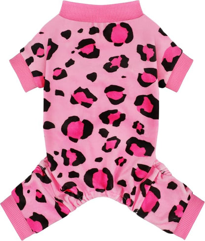 Paiaite Dog Pajamas Onesie: Comfortable Four-Legged Apparel for Small, Medium, & Large Dogs, Polyester Material for Comfort, Wrinkle Resistance, Moisture Wicking, and Stretchiness Pink Leopard XXL