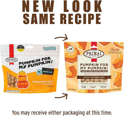 Primal Freeze Dried Dog Treats, Chicken with Pumpkin & Goat Milk, Grain Free Training Treats for Dogs, 2 oz