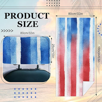 1 Pack Car Towel Seat Covers with Storage Bag, Multifunctional Towel for Gym Outdoor Sport, Picnic, Beach, Pet Dog Travel,Non-Slip Washable Car Seat Protector (Flag Stripes)
