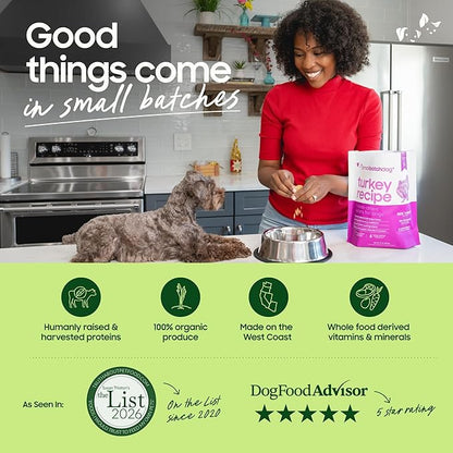 smallbatch Pets Freeze Dried Raw Dog Food, Turkey Recipe, 14 oz, Organic High Protein Dog Food, Grain Free, Made in the USA, Humanely Raised Meat, Single Protein, for Picky Eaters, Hydrate & Serve