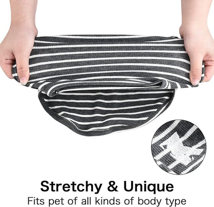 Koneseve Dog Shirt Vest Lightweight Stretchy Dog T-Shirts Soft Cool Sleeveless Stripe Vests Breathable Clothes for Puppy Kitty Cats Small Medium Large Dogs 2 Pack Black + Grey [ 2XL ]