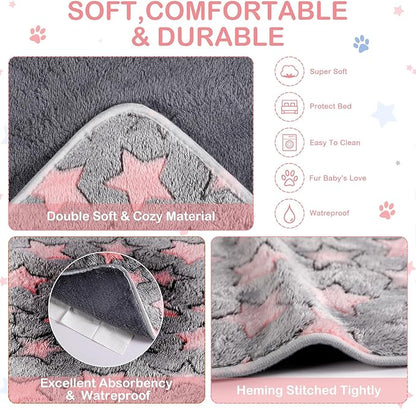 Tudomro 8 Pcs Guinea Pig Blankets Washable Small Pet Fleece Bedding Cage Liners Double Sided Pet Reusable Sleep Mat Pad Cover for Ferret Chinchilla Furniture Protection(Big Star,16 x 24 Inch)