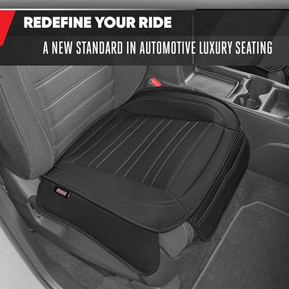 Motor Trend Seat Covers for Cars Trucks SUV, Faux Leather 2-Pack Black Padded with Storage Pockets, Premium Interior Car Seat Cover