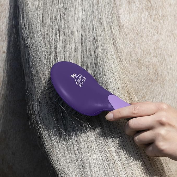 Harrison Howard Horse Mane and Tail Brush - Professional Grooming Brush, Equestrian Detangler, Non-Slip, Purple