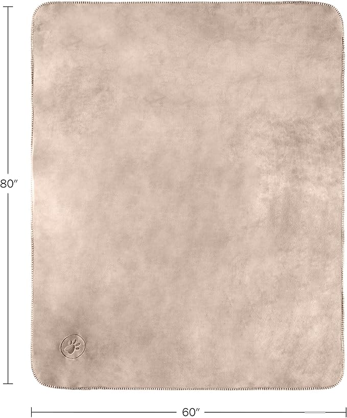 PETMAKER Dog Blanket - 60x80in Reversible Sherpa Blanket - Throw Blankets for Bed, Couch, Crate, or Car - Machine Washable Puppy Essentials (Tan)