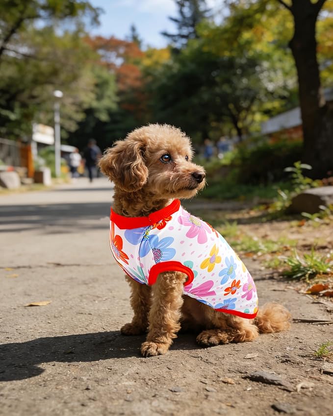 PET SHOW 4 Pack Summer Dog Shirts for Extra Small Doggies Girl UPF 50+ UV Sun Protection Cooling Clothes Tank Top Floral Puppy Kitten Cats T-Shirts Pet Holiday Party Sleeveless Vest Pink(X-Small)