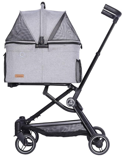 ROODO 2026 Upgraded Version 3 in 1 Dog Cat Stroller with Detachable Carrier Lightweight Folding Portable All Terrain Pet Travel System Puppy Kitty Doggie Bunny Stroller for 30lbs (Light Grey)