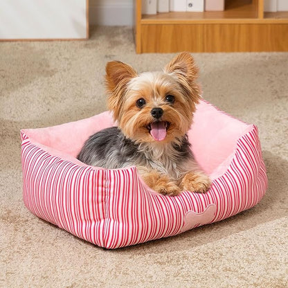 Hollypet TC Fabric Plush Small Dog Cat Bed Self-Warming Pet Bed, Pink
