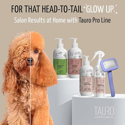 Tauro Pro Line Slicker Brush for Small Dogs & Cats, Deshedding, Dematting & Detangling Grooming Tool for Medium to Long Coats, Ideal for Pomeranians & Yorkies, Flexible Cushion, Purple, Small Size (S)