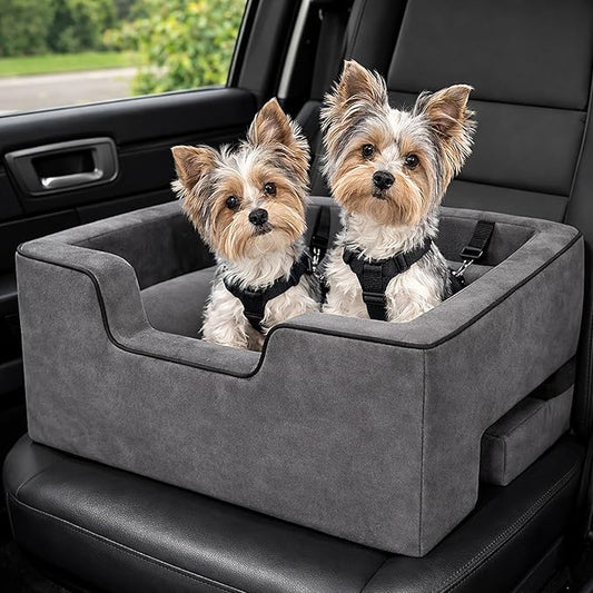 Pet Gear Lookout Booster Car Seat, Removable Comfort Pillow, Safety Tether Included, Installs in Seconds, No Tools Required, Light Charcoal