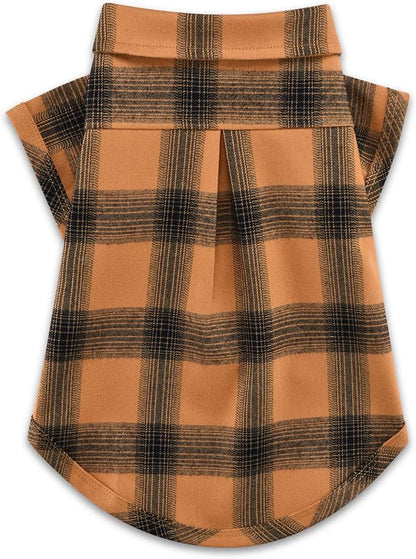 Koneseve Dog Shirt Plaid Dog Clothes for Small Dogs Boy Girl Cat Clothes Soft Puppy Outfit Adorable Pet T-Shirts Kitten Grid Costume Apparel Thanksgiving Christmas Clothing (Yellow; L/Large)