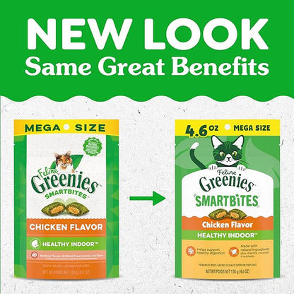 Greenies Feline Smartbites, Cat Treats Healthy Recipe, Indoor Cat Treats, Chicken Flavor, 4.6 oz. Pack