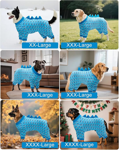 CuteBone Shark Costume Dog Pajamas, Stretchy Spandex Crystal Velvet Sleepwear Coat for Small Dogs, Soft & Warm Pet Outfit Clothes for Cold Weather, Cozy Pullover Design COSP07XXL